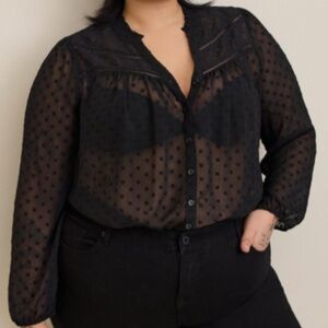 Torrid Black Long Sleeve Buttoned Blouse